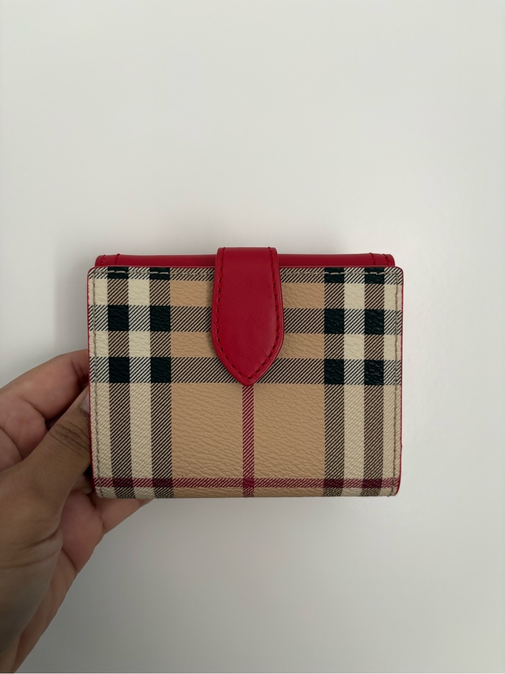 Burberry Red Leather Top Flap Small Wallet - Picture 2 of 6